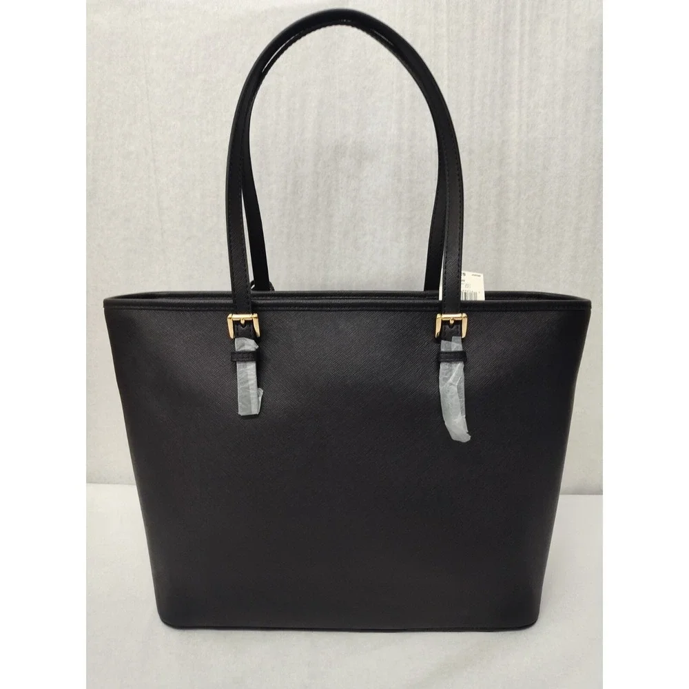 Michael Kors Jet Set Travel Women's Top Zip Black Leather Tote Bag 38F7GTVT3L - Picture 4 of 8